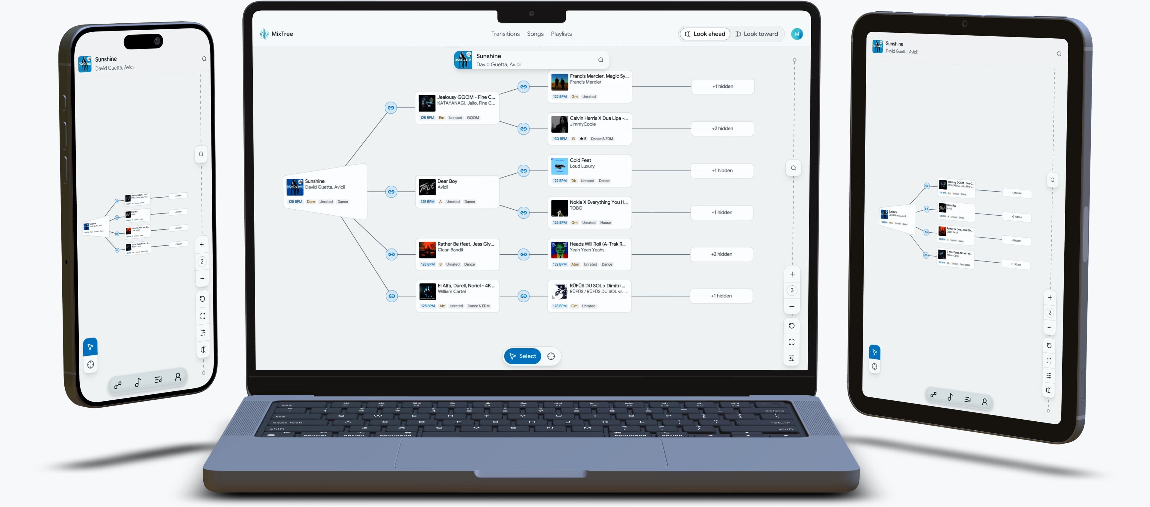 MixTree on a phone, a tablet and a laptop